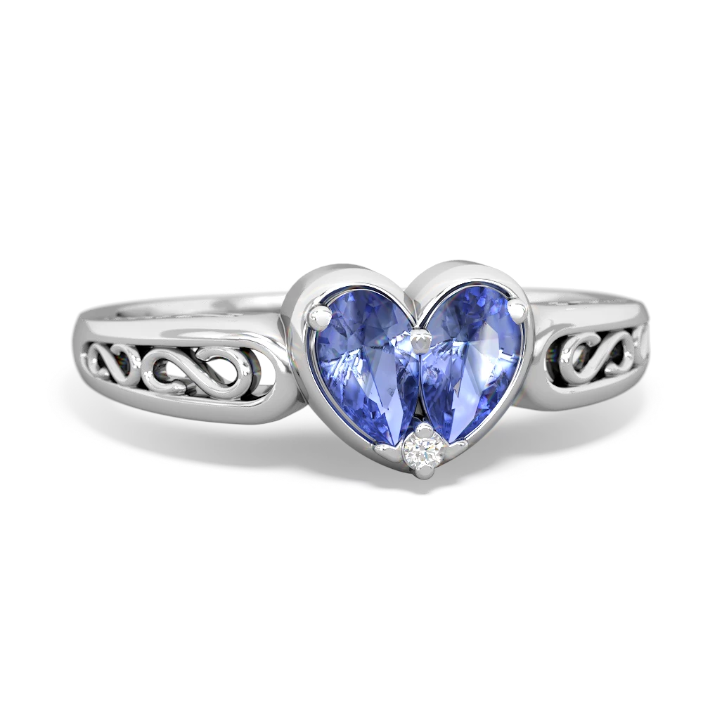 Tanzanite Filligree 'One Heart' 14K White Gold ring R5070