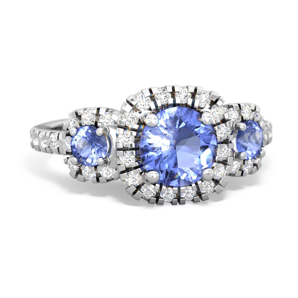 Lab Sapphire Regal Halo 14K White Gold ring R5350