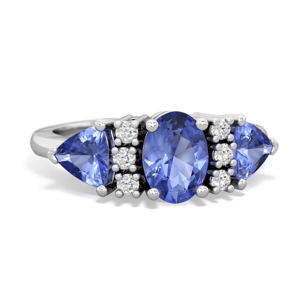 Sapphire Antique Style Three Stone 14K White Gold ring R2186