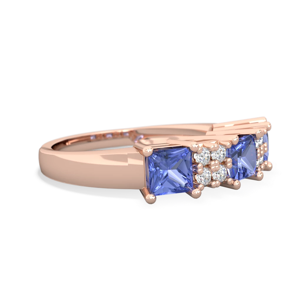 Sapphire Three Stone Diamond Cluster 14K Rose Gold ring R2592