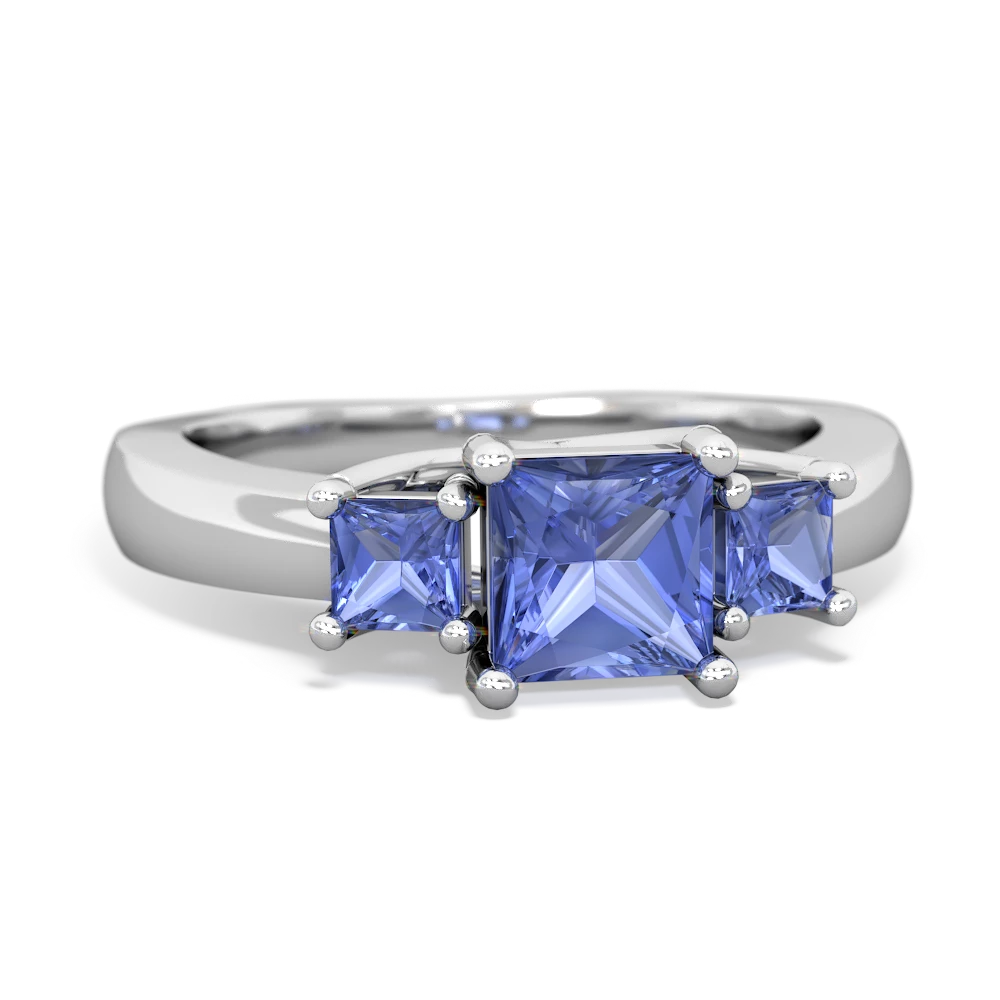 Blue Topaz Three Stone Trellis 14K White Gold ring R4015