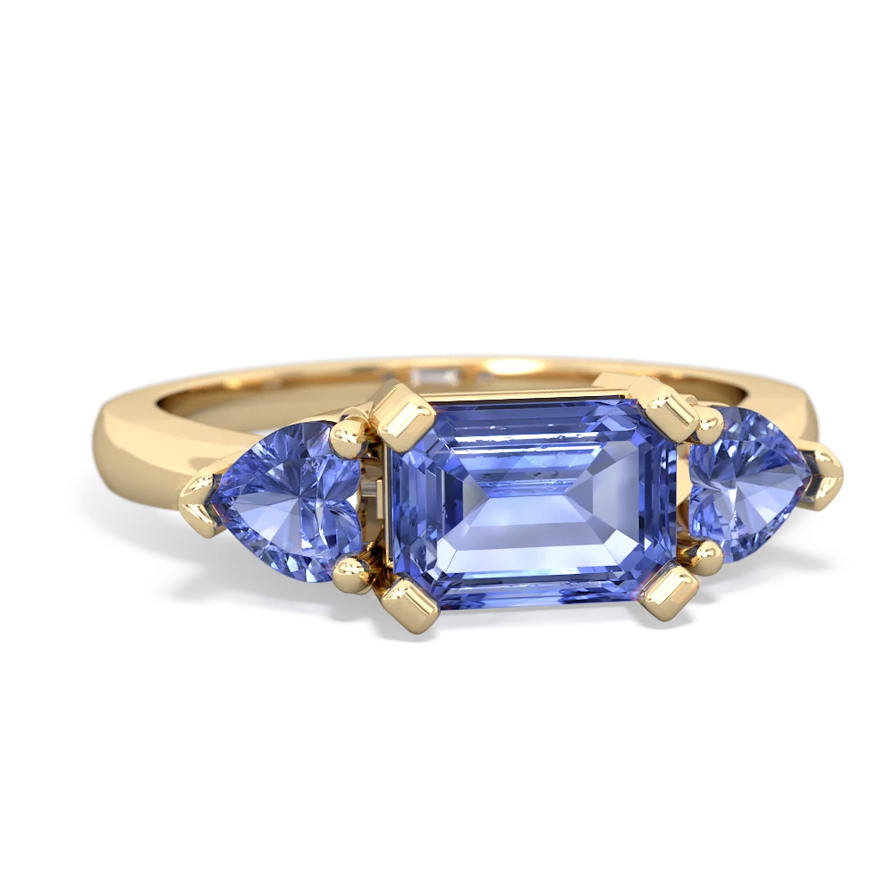 Lab Sapphire Three Stone 14K Yellow Gold ring R5235