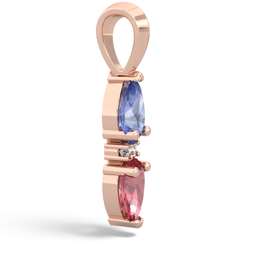 Tanzanite Bowtie Drop 14K Rose Gold pendant P0865