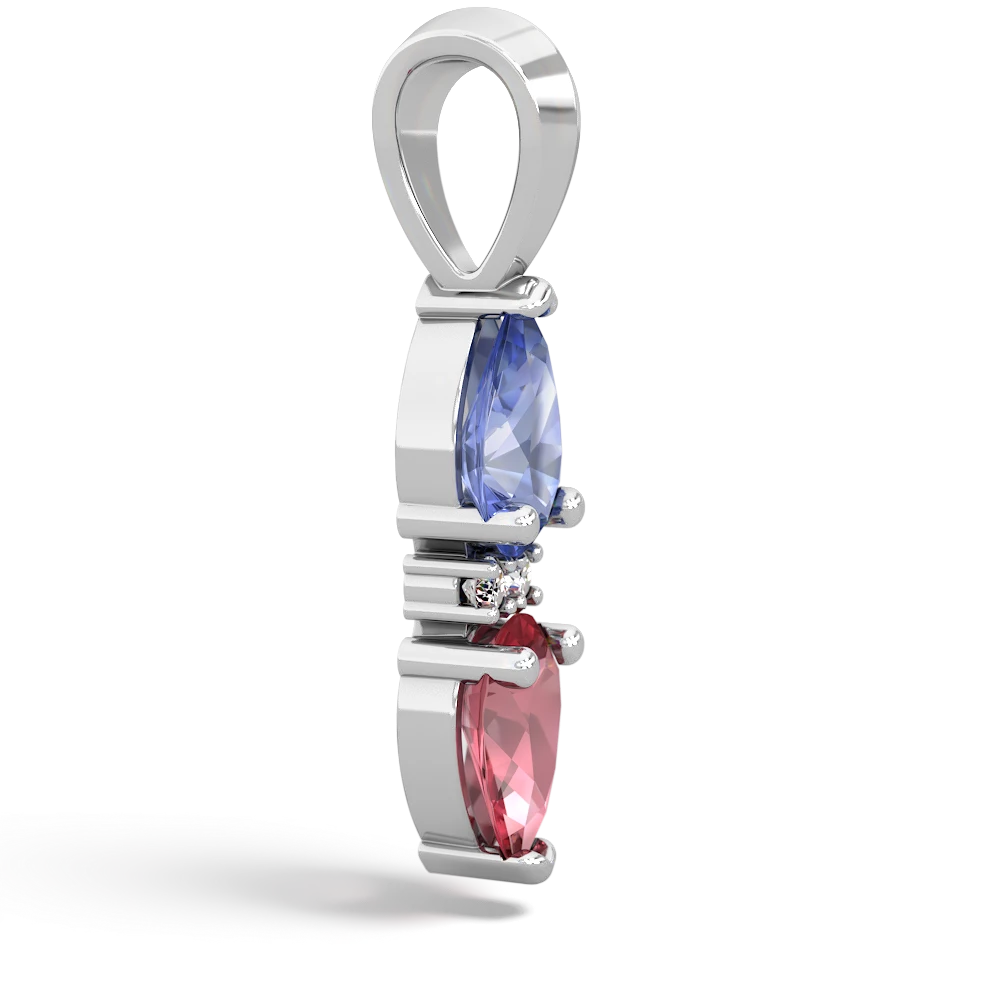 Tanzanite Bowtie Drop 14K White Gold pendant P0865