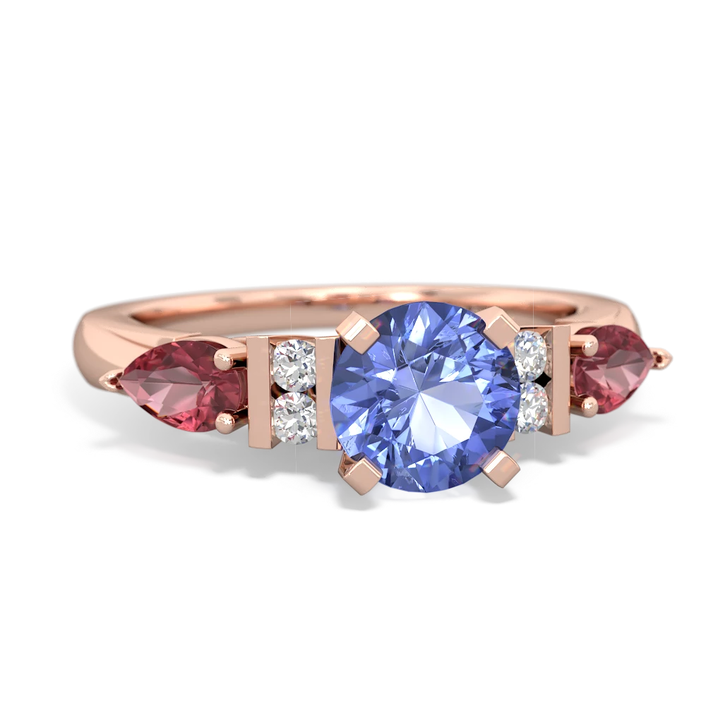 Tanzanite 6Mm Round Eternal Embrace Engagement 14K Rose Gold ring R2005