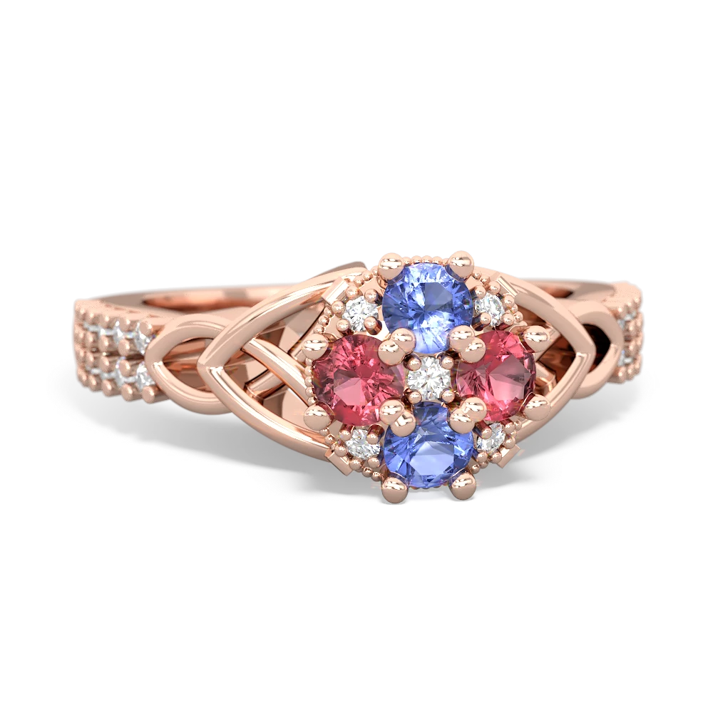 Tanzanite Celtic Knot Cluster Engagement 14K Rose Gold ring R26443RD