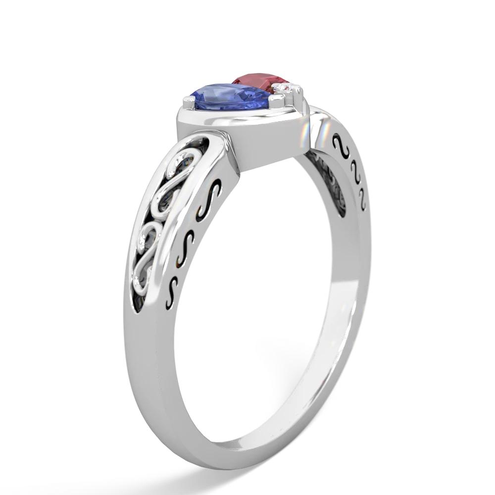 Tanzanite Filligree 'One Heart' 14K White Gold ring R5070