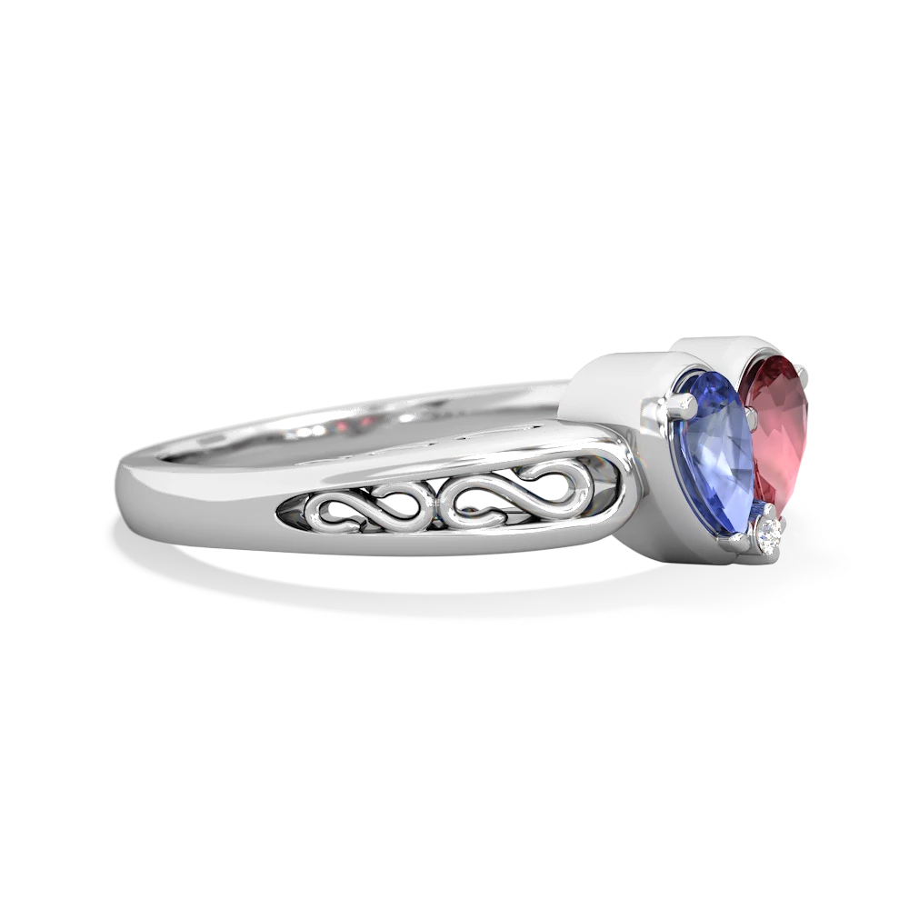 Tanzanite Filligree 'One Heart' 14K White Gold ring R5070