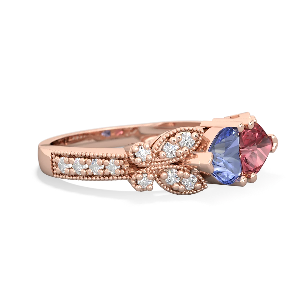 Tanzanite Diamond Butterflies 14K Rose Gold ring R5601