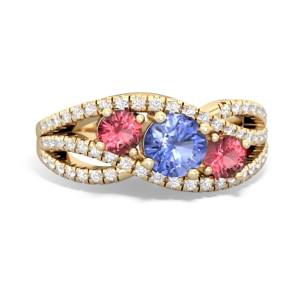 Tanzanite Three Stone Aurora 14K Yellow Gold ring R3080