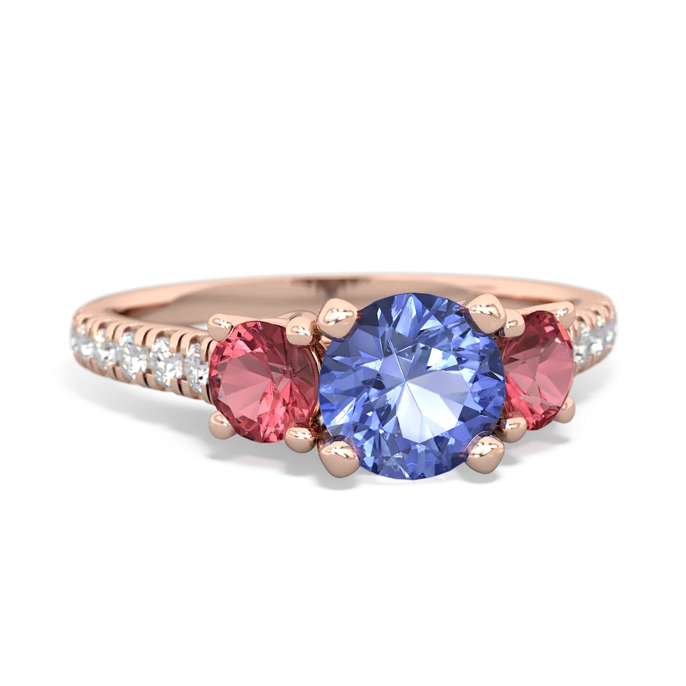 Tanzanite Pave Trellis 14K Rose Gold ring R5500