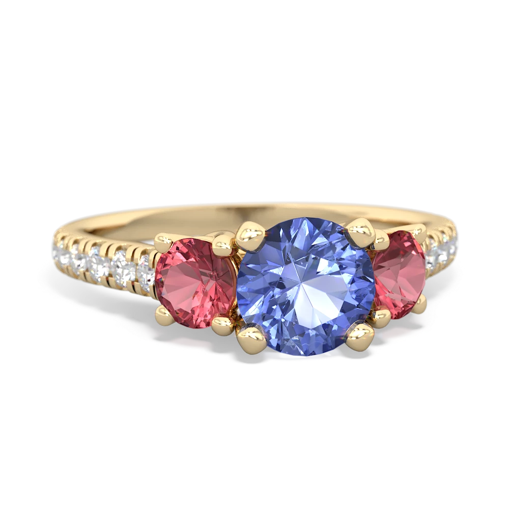 Tanzanite Pave Trellis 14K Yellow Gold ring R5500