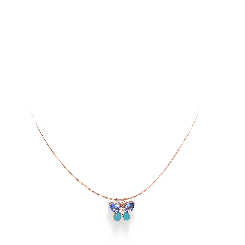 Tanzanite Butterfly 14K Rose Gold pendant P2215