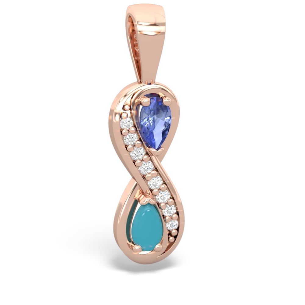 Tanzanite Diamond Infinity 14K Rose Gold pendant P5390