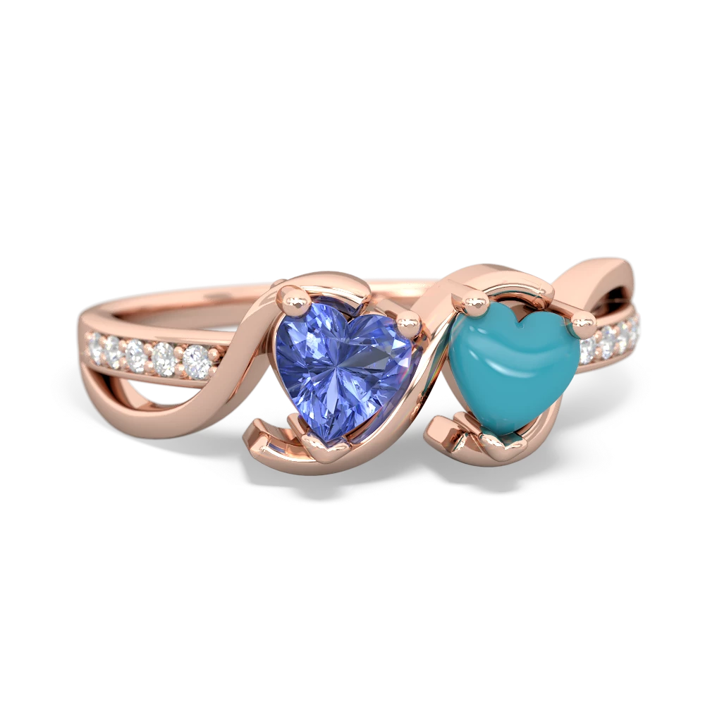 Tanzanite Side By Side 14K Rose Gold ring R3090