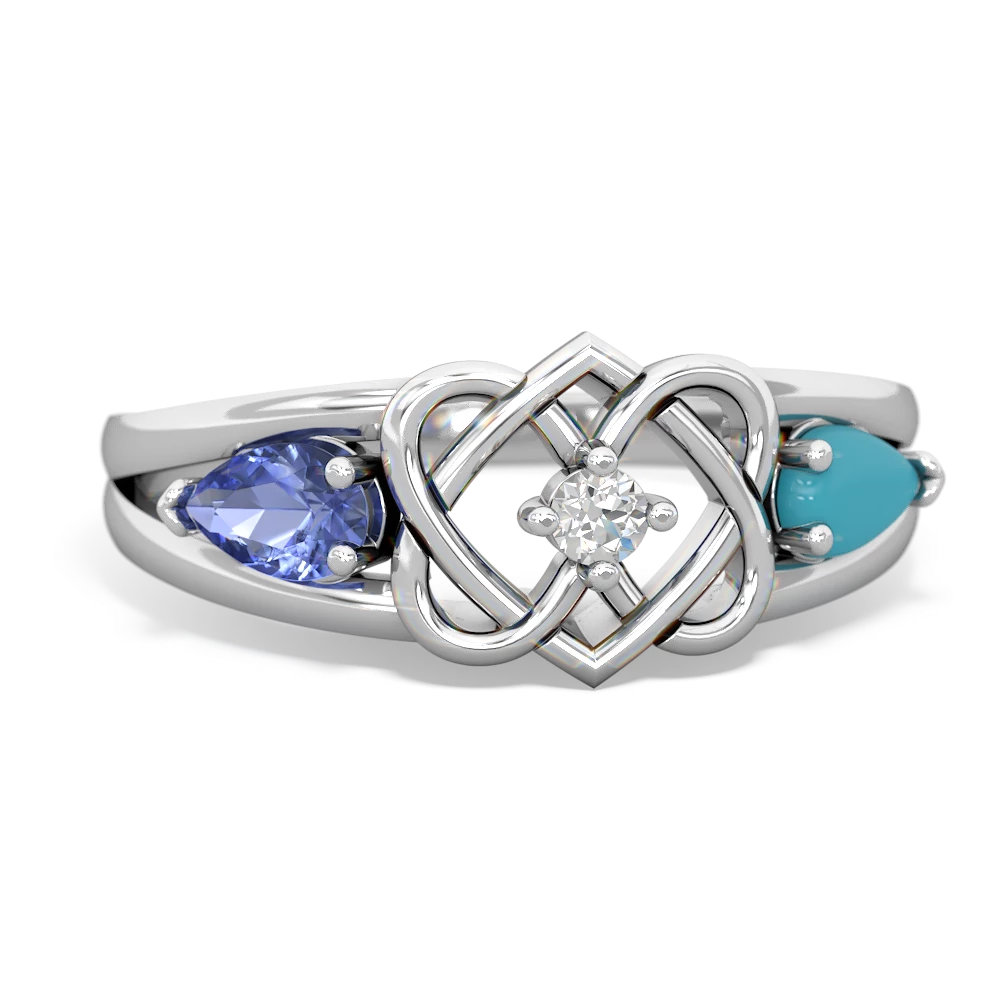 Tanzanite Hearts Intertwined 14K White Gold ring R5880