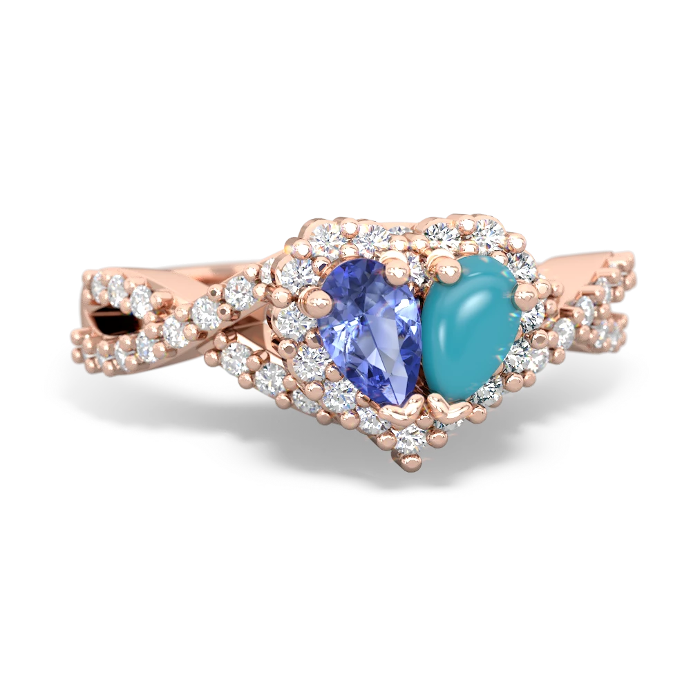 Tanzanite Diamond Twist 'One Heart' 14K Rose Gold ring R2640HRT