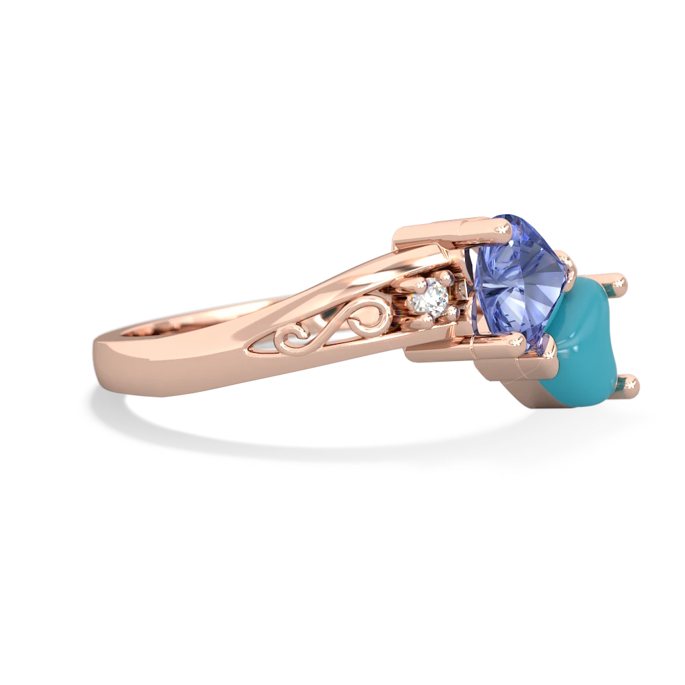 Tanzanite Snuggling Hearts 14K Rose Gold ring R2178