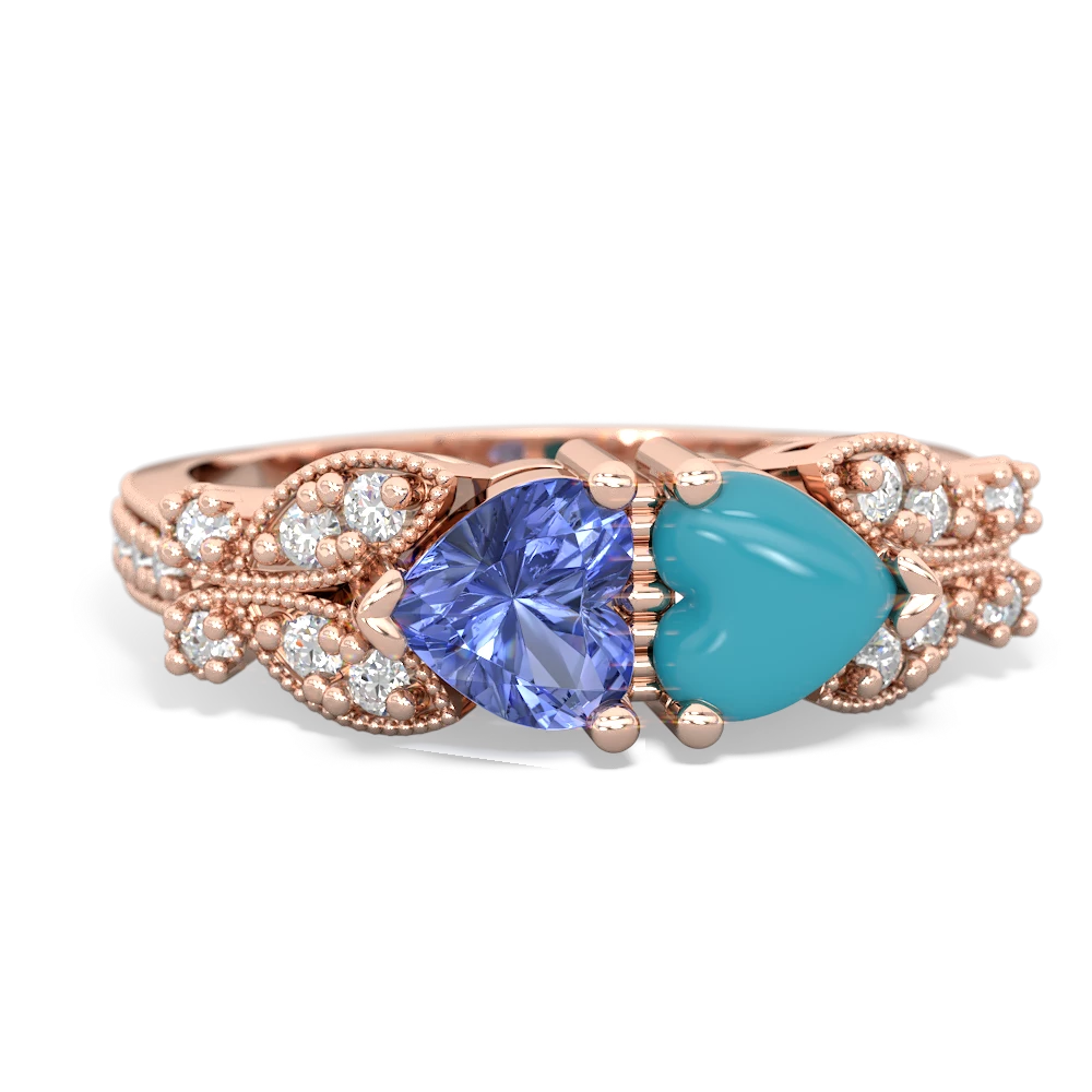 Tanzanite Diamond Butterflies 14K Rose Gold ring R5601