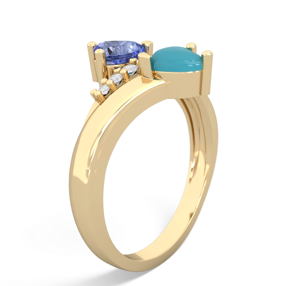 Tanzanite Heart To Heart 14K Yellow Gold ring R2064