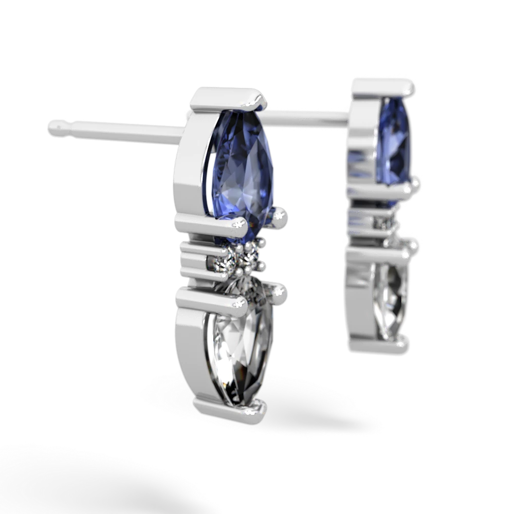 Tanzanite Bowtie Drop 14K White Gold earrings E0865