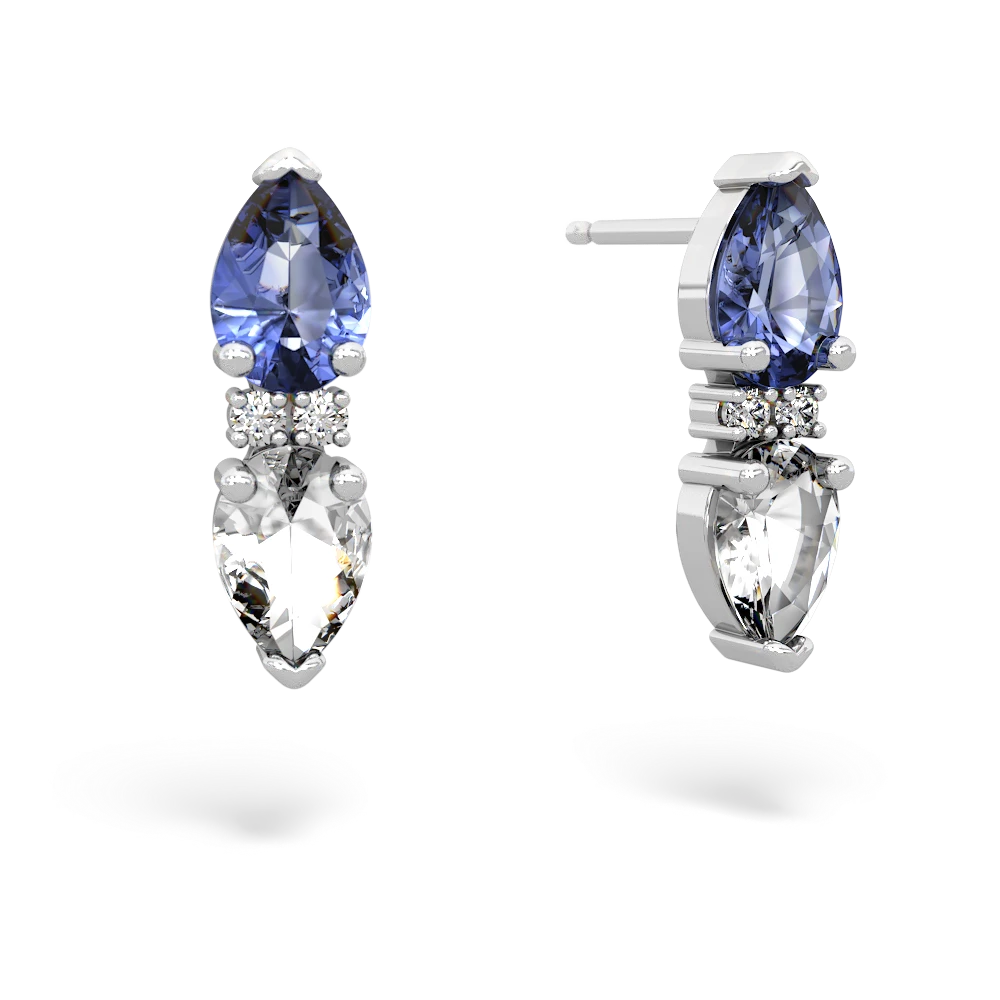 Tanzanite Bowtie Drop 14K White Gold earrings E0865