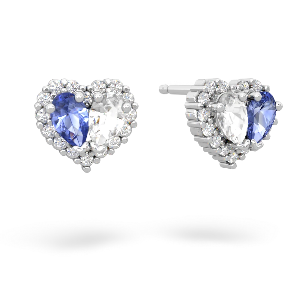 Tanzanite Halo 14K White Gold earrings E7008