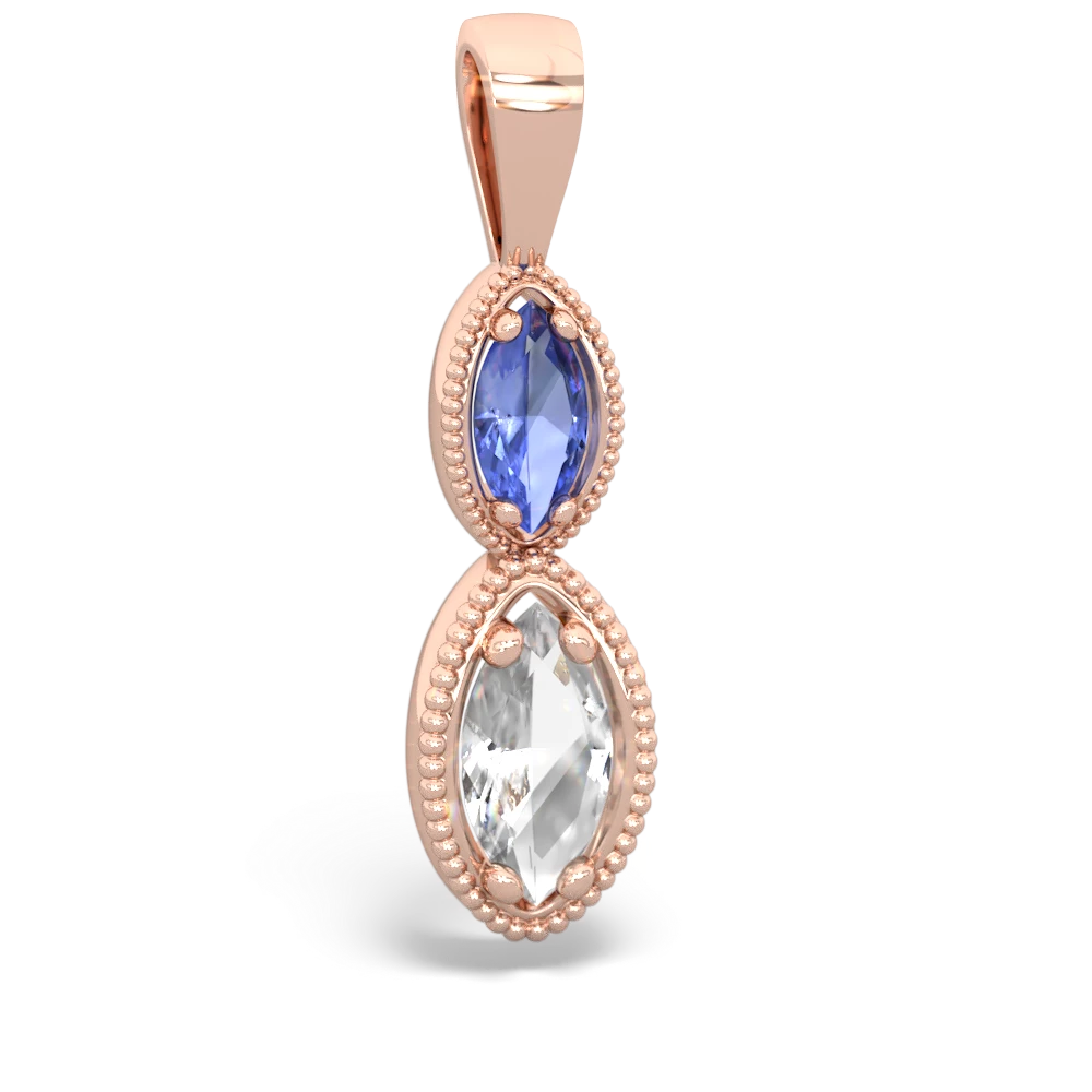 Tanzanite Antique-Style Halo 14K Rose Gold pendant P5700