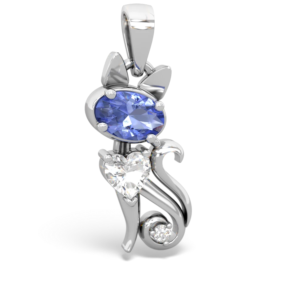 Tanzanite Kitten 14K White Gold pendant P5780