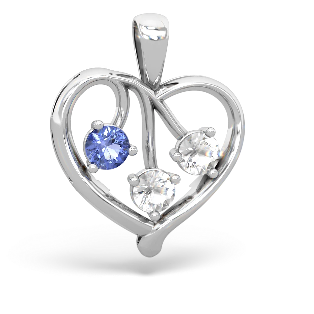 Tanzanite Glowing Heart 14K White Gold pendant P2233