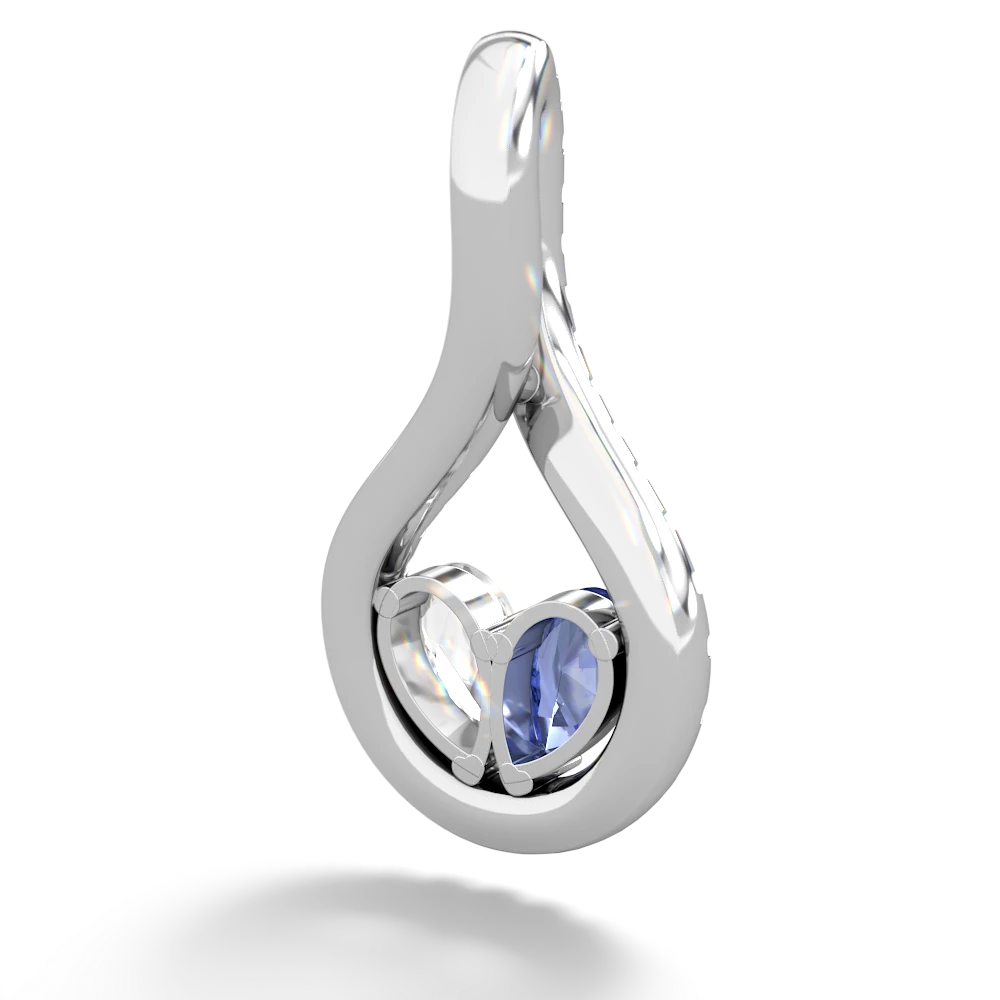 Tanzanite Pave Twist 'One Heart' 14K White Gold pendant P5360