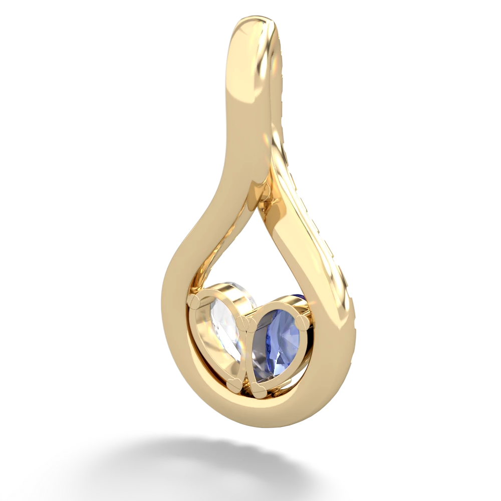 Tanzanite Pave Twist 'One Heart' 14K Yellow Gold pendant P5360