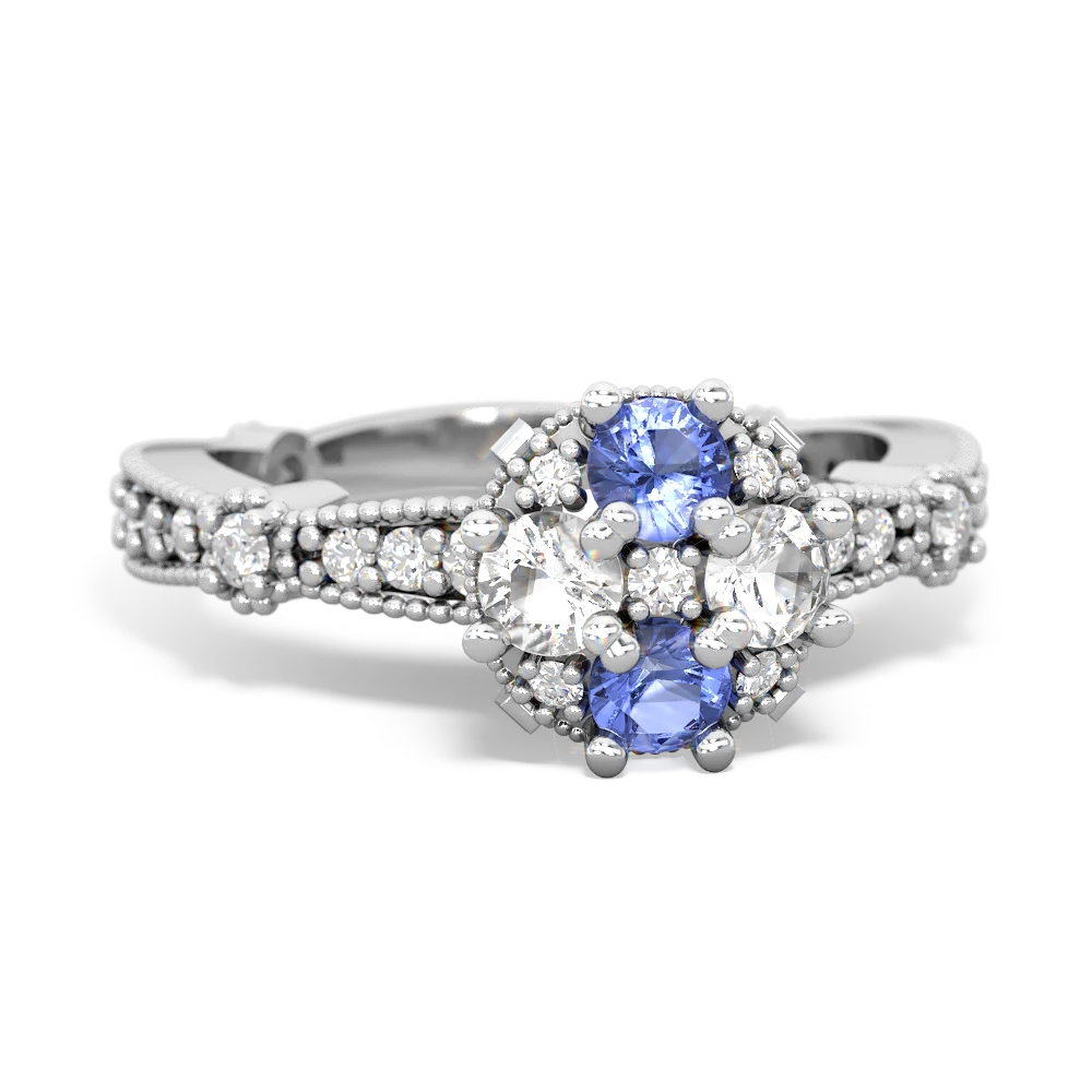 Tanzanite Sparkling Tiara Cluster 14K White Gold ring R26293RD