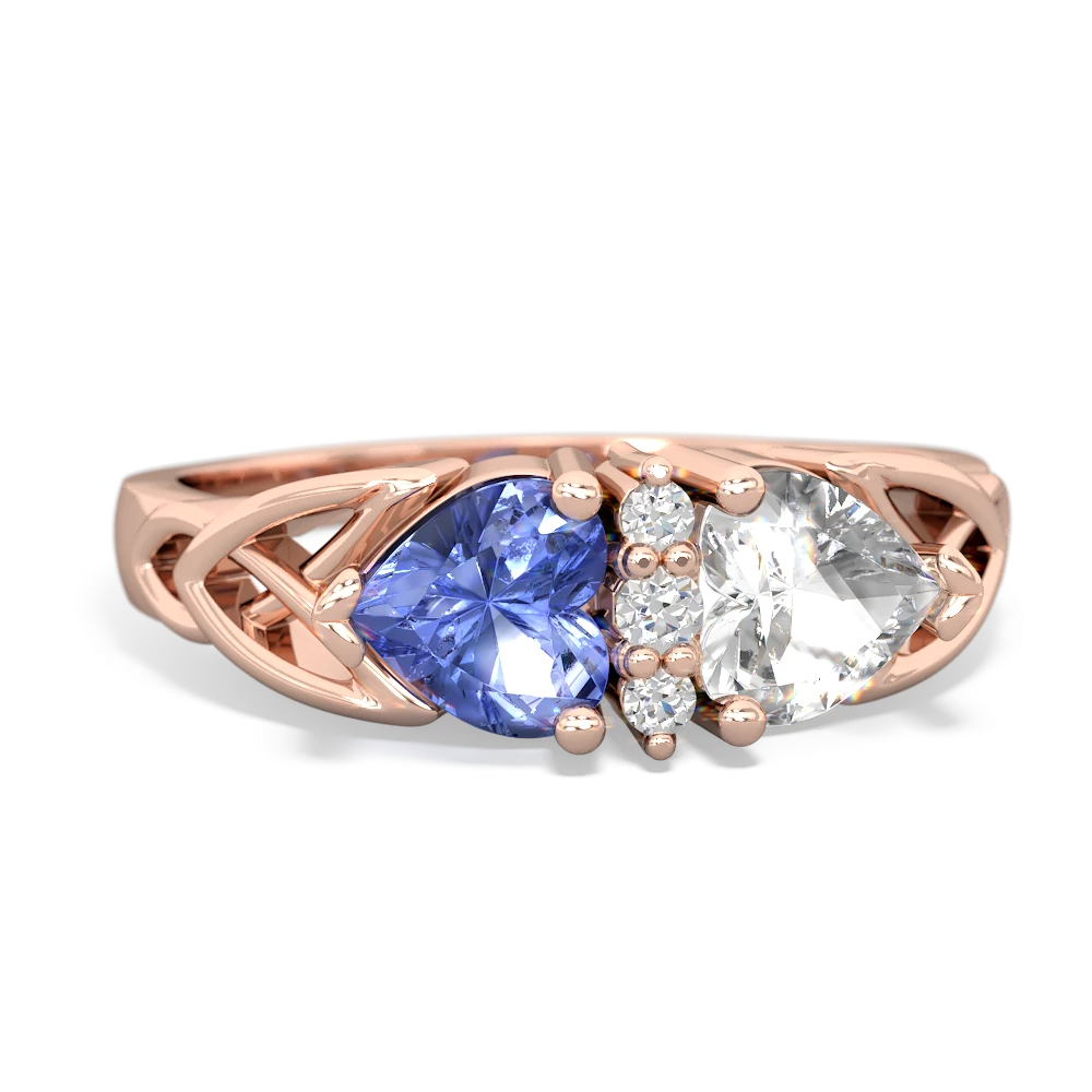 Tanzanite Celtic Knot Double Heart 14K Rose Gold ring R5040