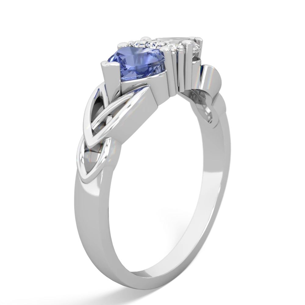 Tanzanite Celtic Knot Double Heart 14K White Gold ring R5040