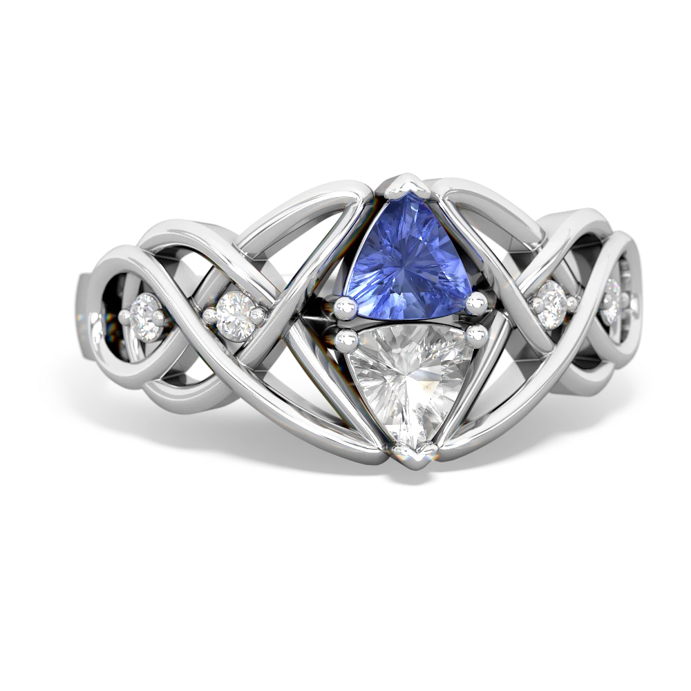 Tanzanite Keepsake Celtic Knot 14K White Gold ring R5300