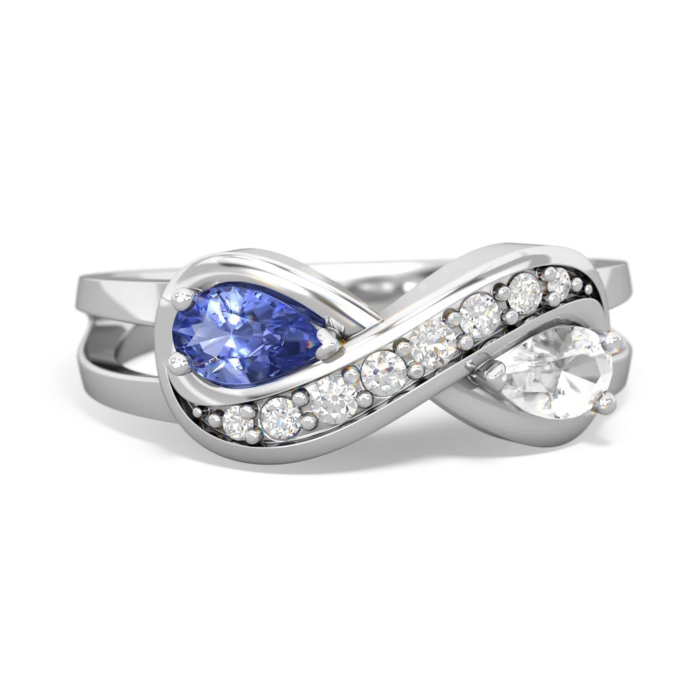 Tanzanite Diamond Infinity 14K White Gold ring R5390