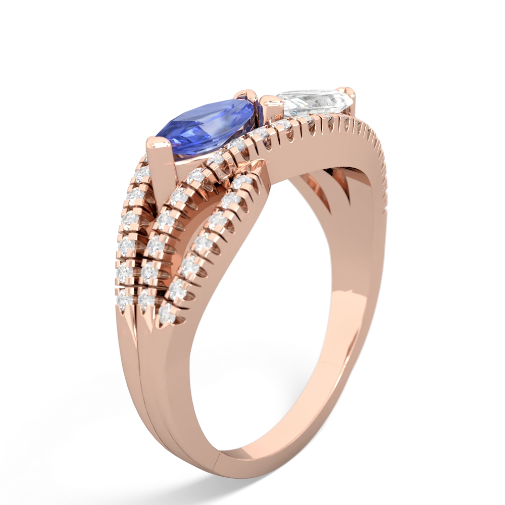 Tanzanite Diamond Rivers 14K Rose Gold ring R3070