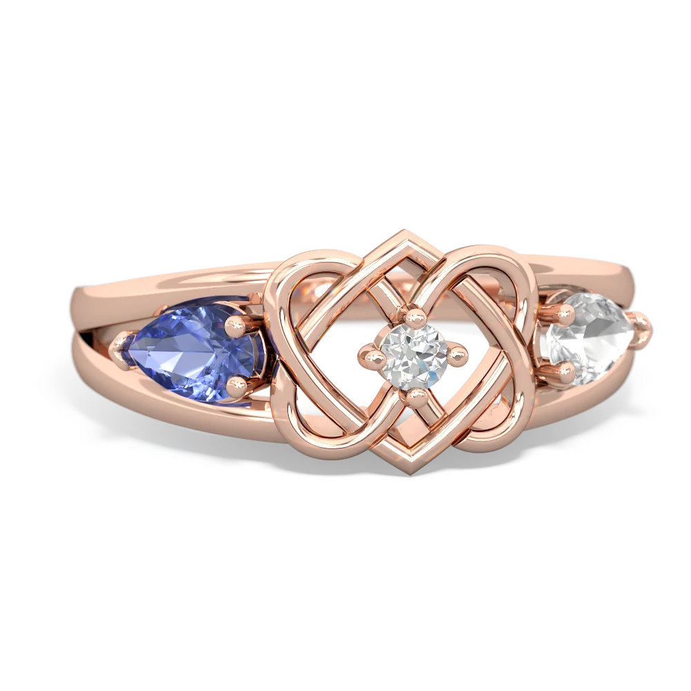 Tanzanite Hearts Intertwined 14K Rose Gold ring R5880