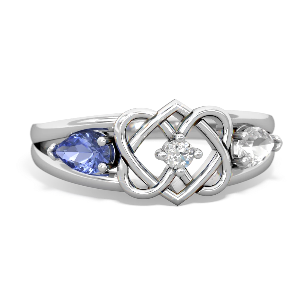 Tanzanite Hearts Intertwined 14K White Gold ring R5880