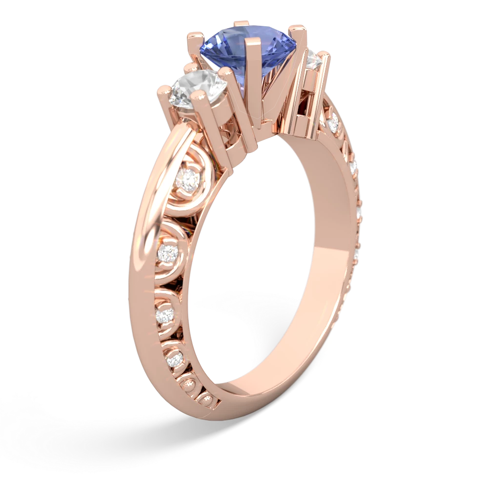 Tanzanite Art Deco Eternal Embrace Engagement 14K Rose Gold ring C2003