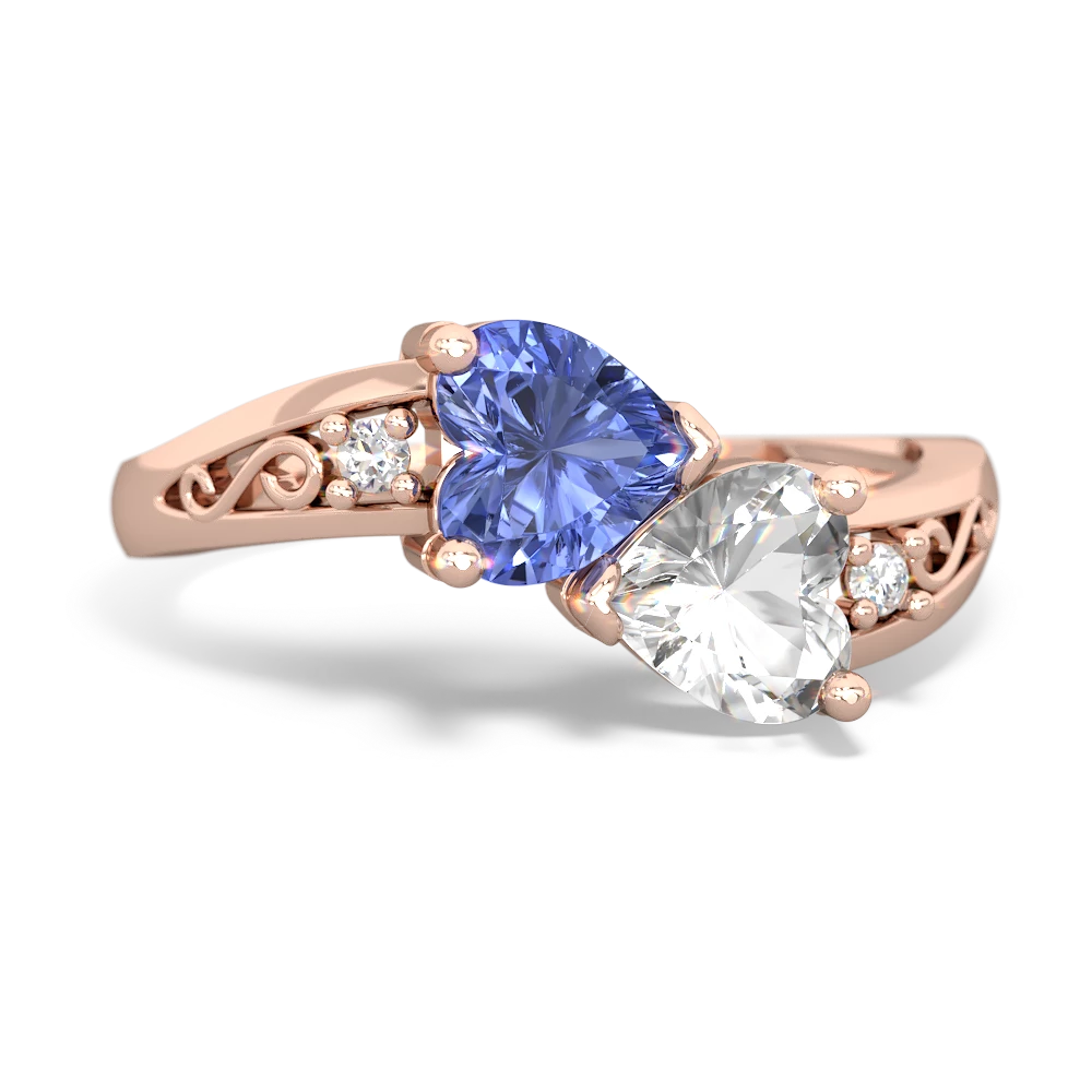 Tanzanite Snuggling Hearts 14K Rose Gold ring R2178