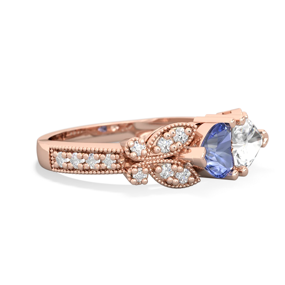 Tanzanite Diamond Butterflies 14K Rose Gold ring R5601