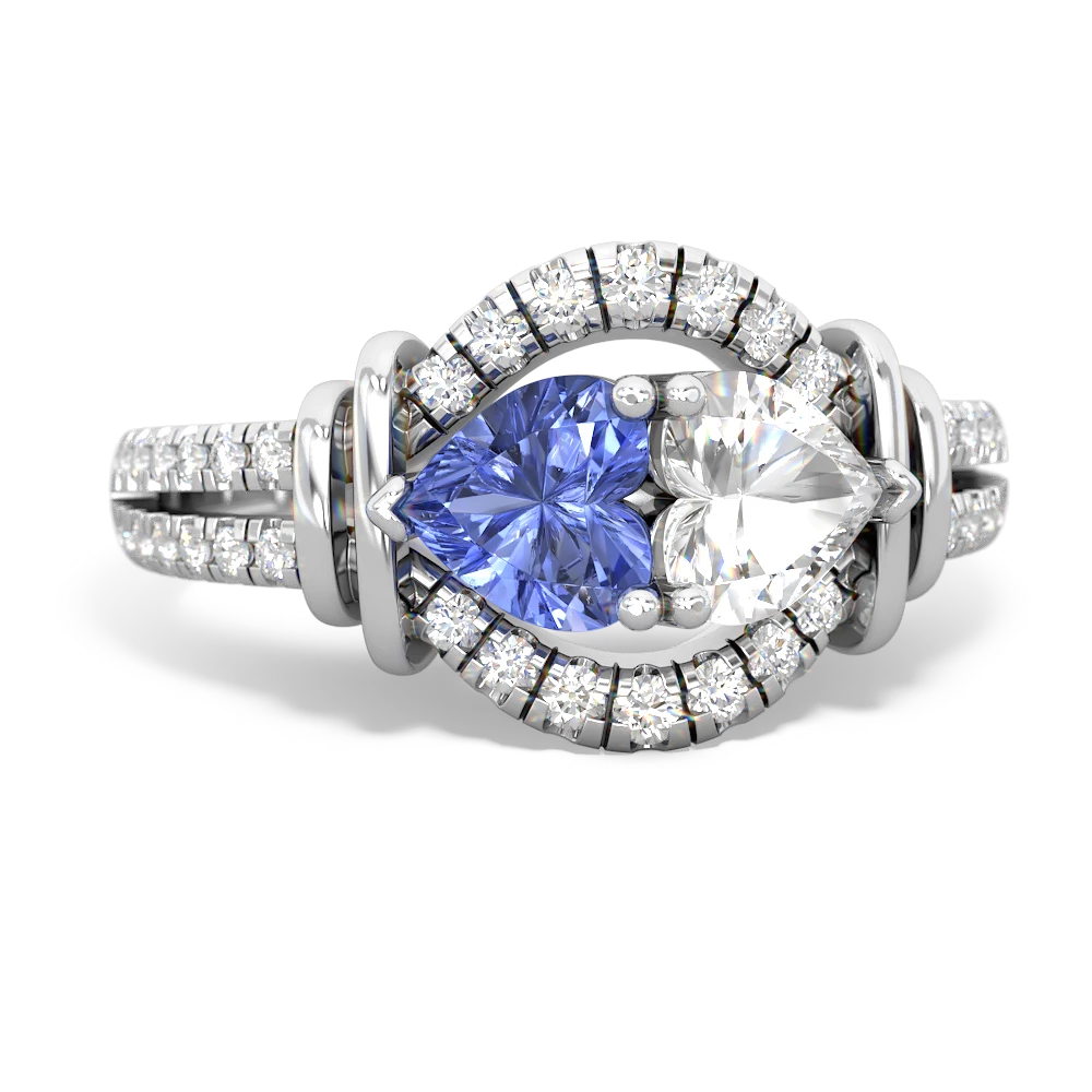 Tanzanite Art-Deco Keepsake 14K White Gold ring R5630