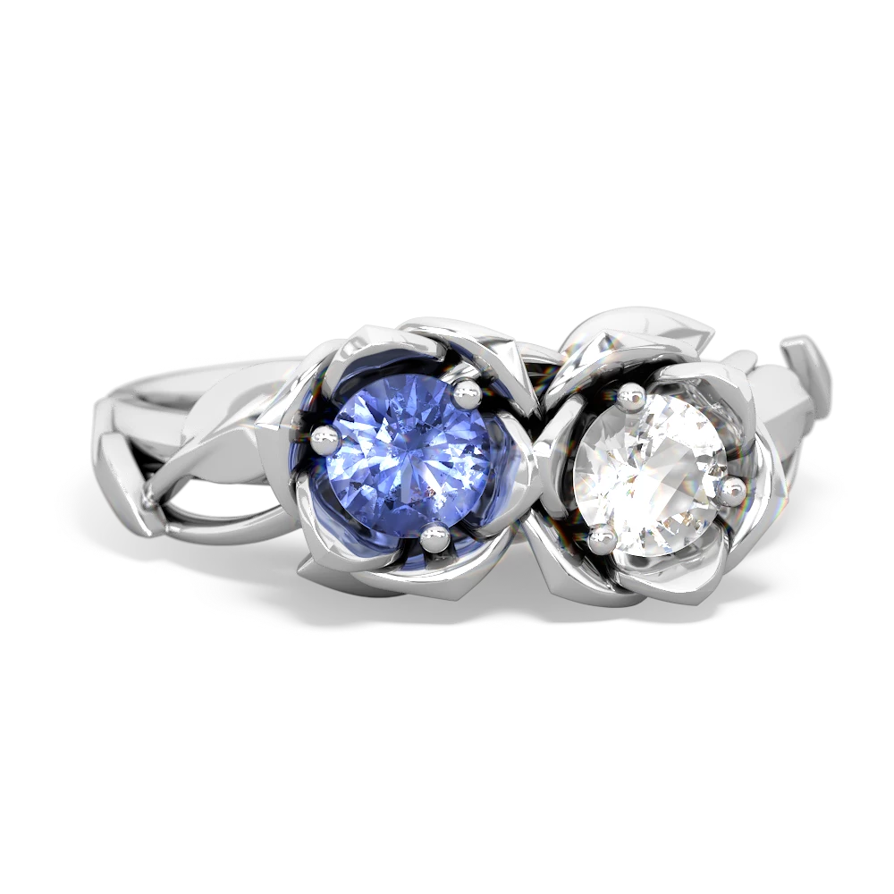 Tanzanite Rose Garden 14K White Gold ring R5510