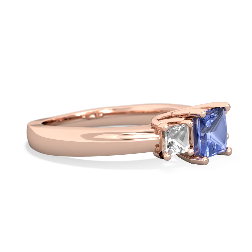 Tanzanite Three Stone Trellis 14K Rose Gold ring R4015