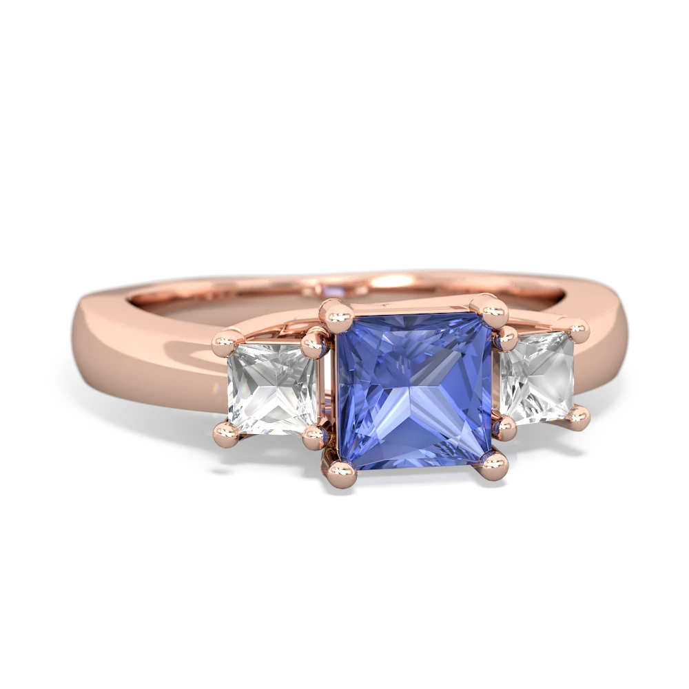 Tanzanite Three Stone Trellis 14K Rose Gold ring R4015