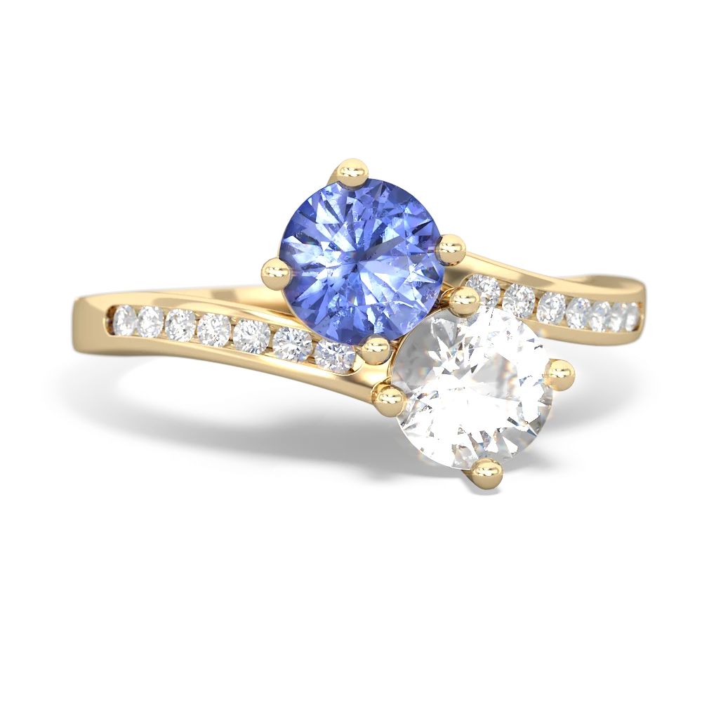 Tanzanite Channel Set Two Stone 14K Yellow Gold ring R5303