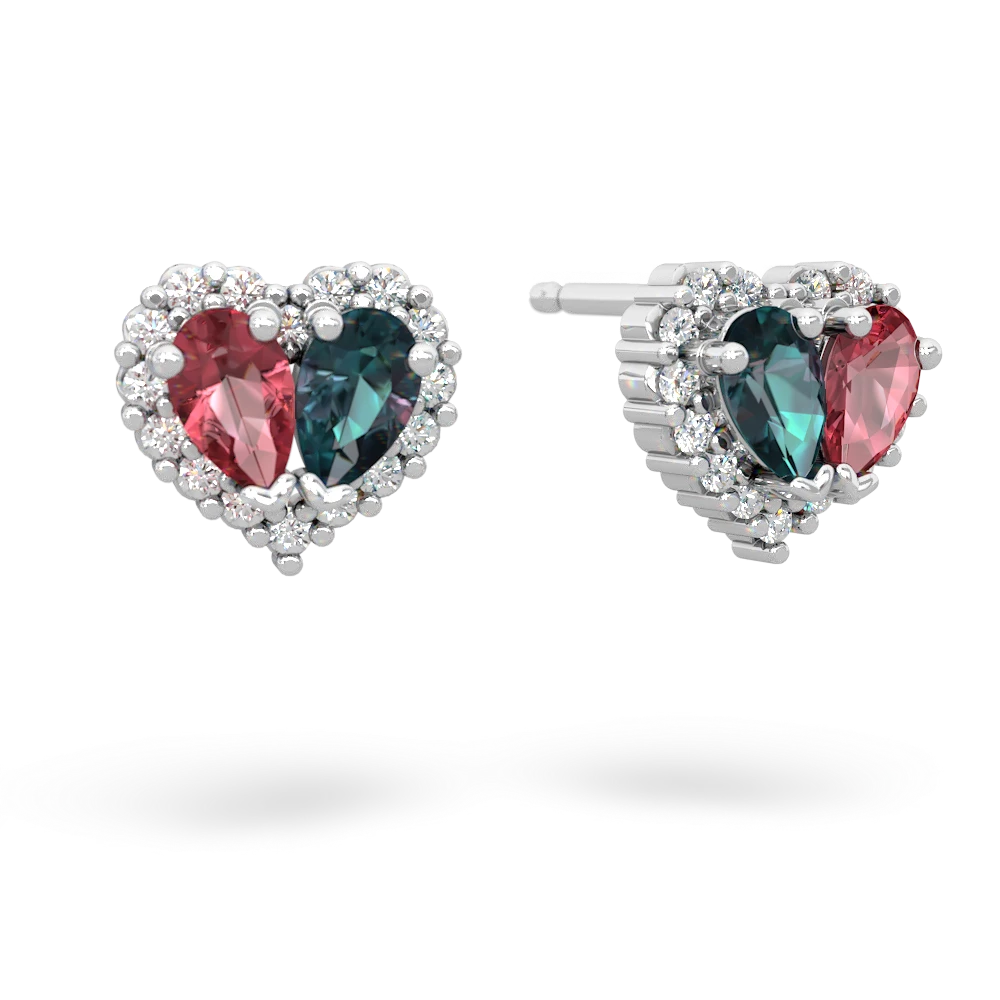 Pink Tourmaline Halo 14K White Gold earrings E7008