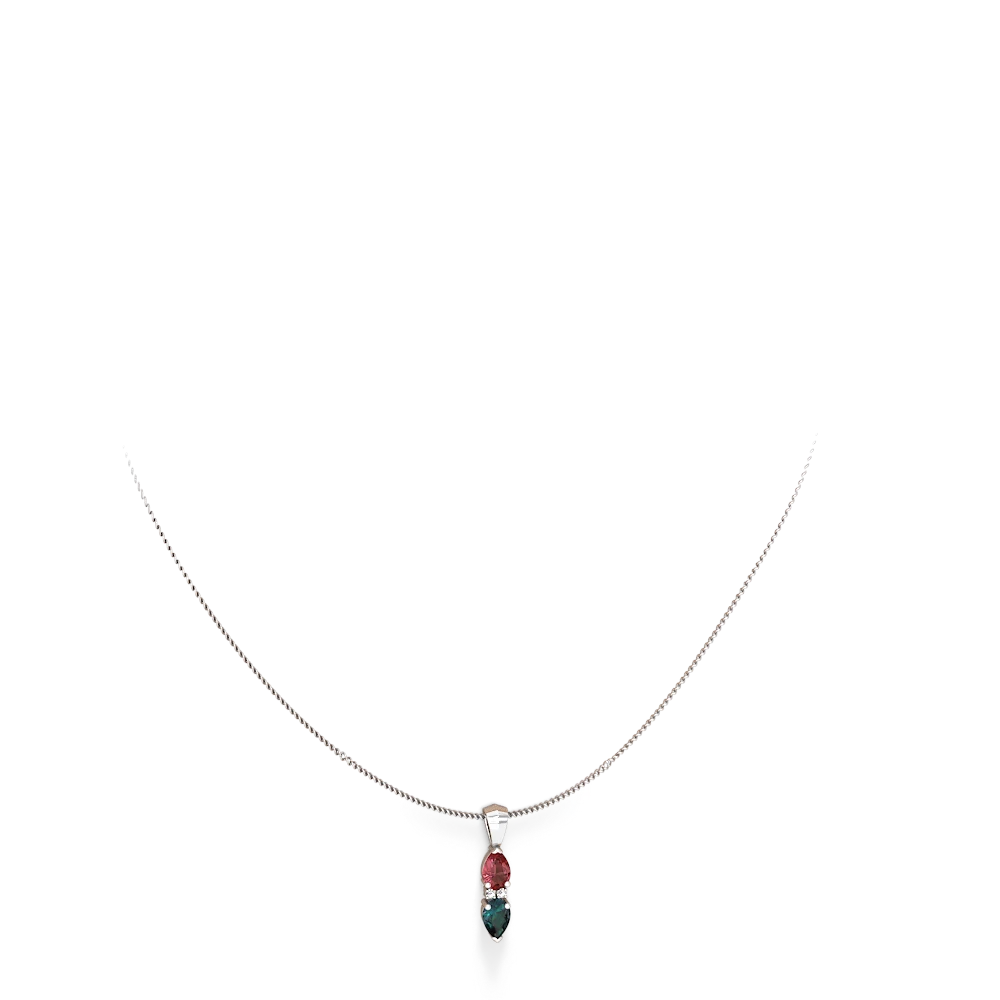 Pink Tourmaline Bowtie Drop 14K White Gold pendant P0865